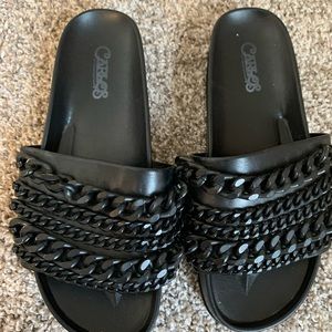 Black Slip-on Sandals 6.5